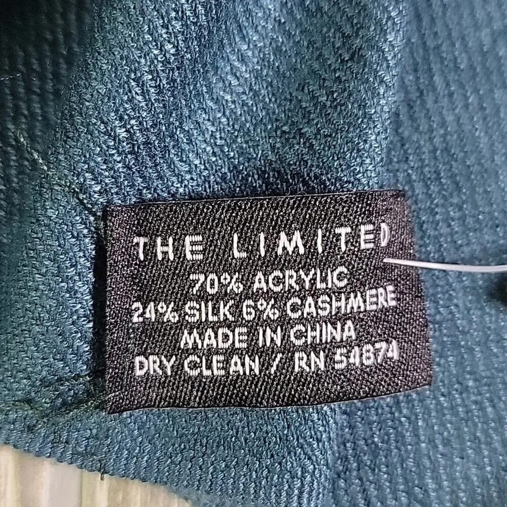 The Limited Silk Cashmere Blend Blue Scarf NWT